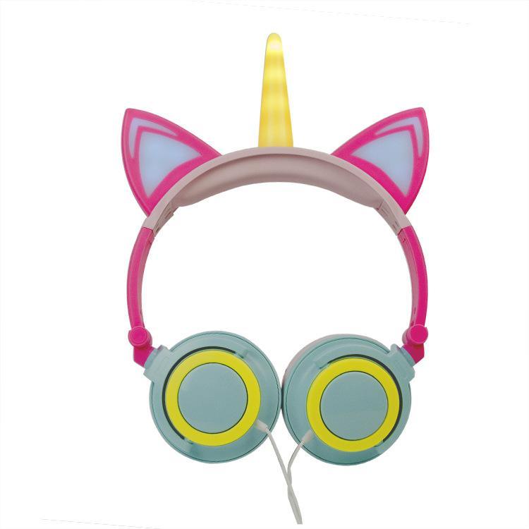 Luxury New Popular Esonstyle Kids Headphones Over Ear with LED Glowing Cat Ears,Safe Wired Kids Headsets 85dB Volume Limited, Food Grade Silicone, 3.5mm Aux Jack, Cat-Inspired Purple Headphones for Girls and Kids - SJB-DIAMOND ELITES
