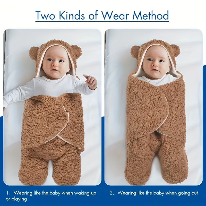 1pc Velvet Sleeping Bag, Cute Bear Shape Wrap Blanket, Christmas, Halloween, Thanksgiving Gift Lootquake LLC