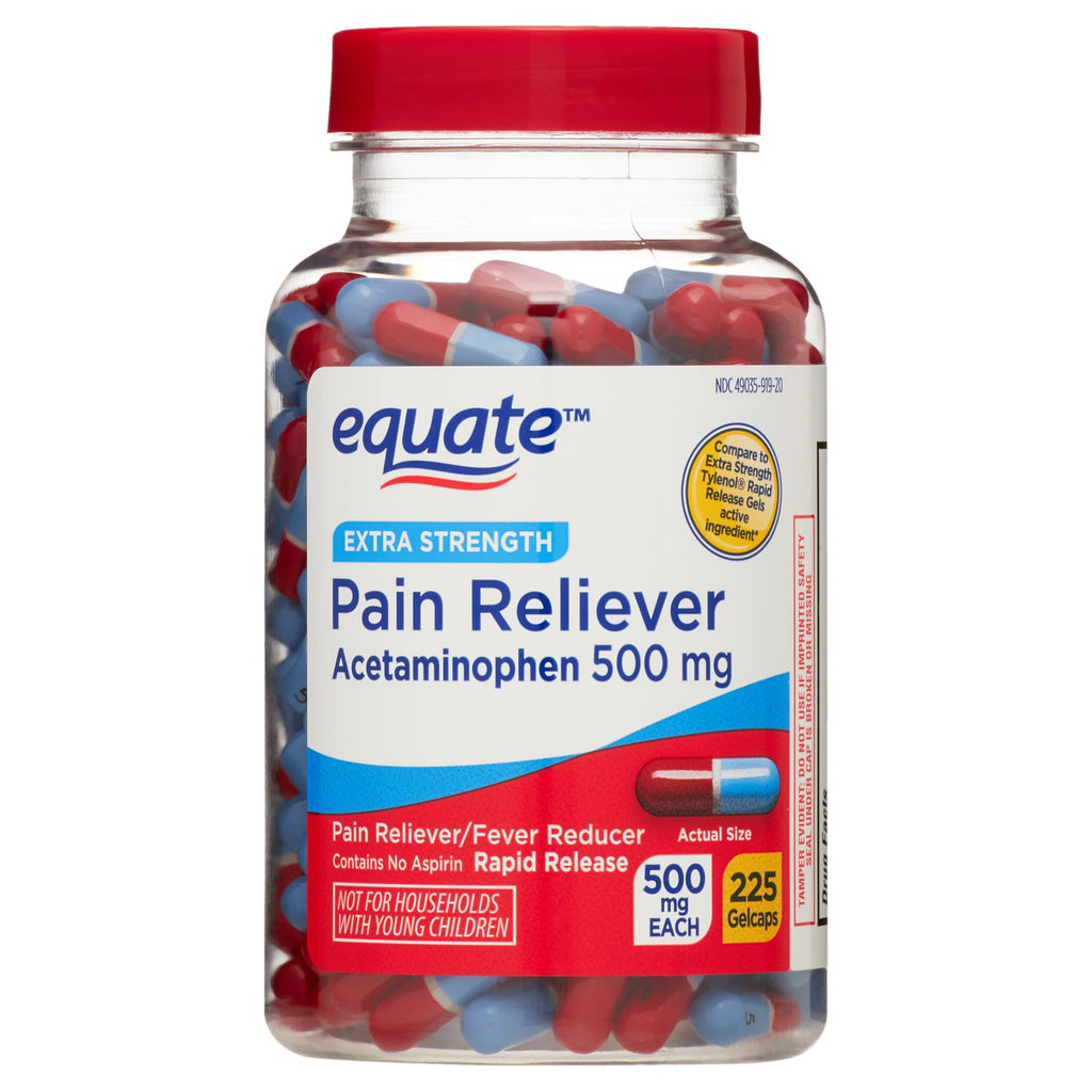 Equate Extra-Strength Acetaminophen Rapid Release Gel-caps; 500 mg 225 Count