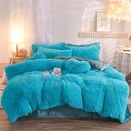 Luxury Thick Fleece Duvet Cover Queen King Winter Warm Bed Quilt Cover Pillowcase Fluffy Plush Shaggy Bedclothes Bedding Set Winter Body Keep Warm Pi-Mart