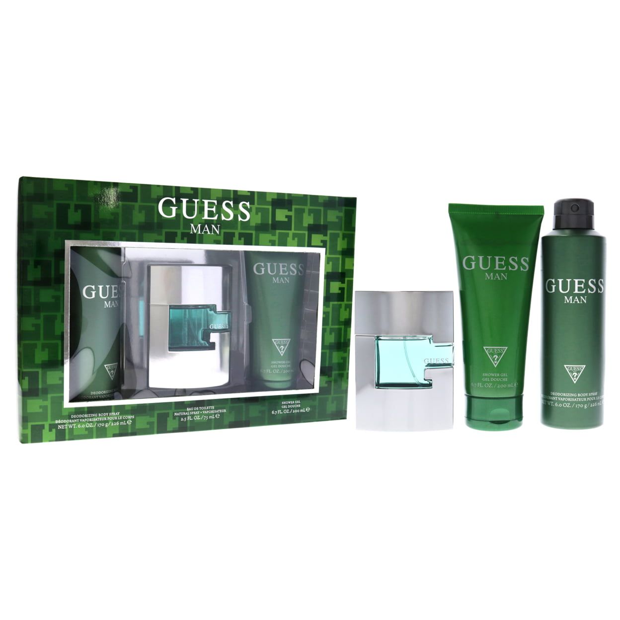 Guess Man by Guess for Men - 3 Pc Gift Set 2.5oz EDT Spray, 6oz Deodorizing Body Spray, 6.7oz Shower Gel EasyOptionXY LLC