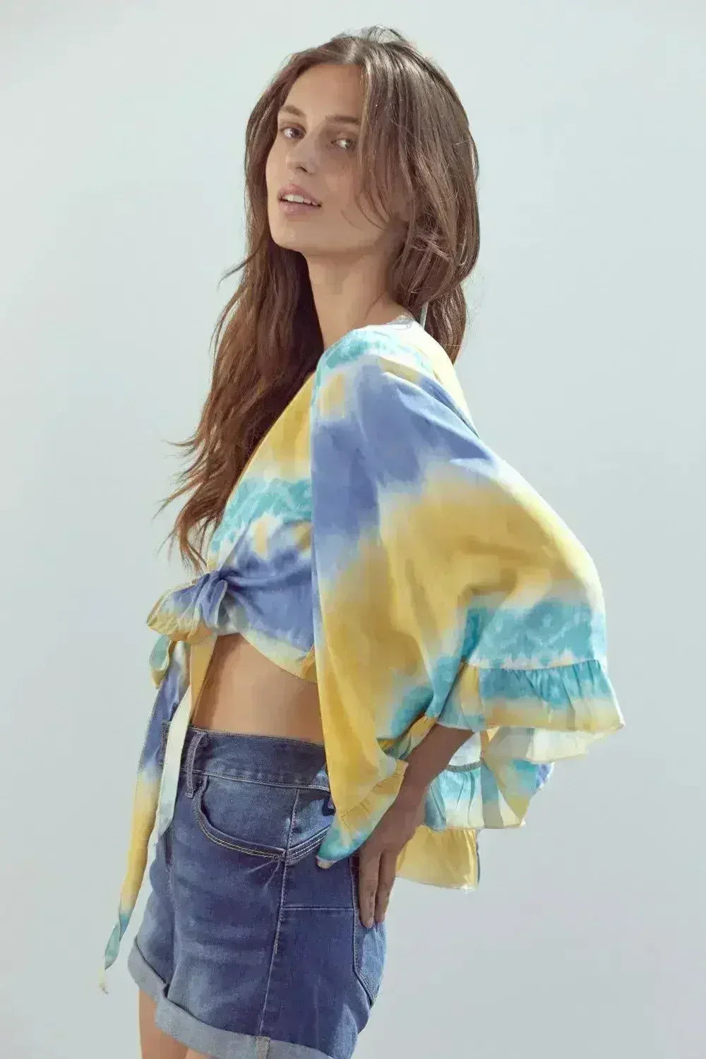 Bell-Sleeve Tie-Dye Crop Top – Flowy Sleeves & Stylish Design - SJB-DIAMOND ELITES