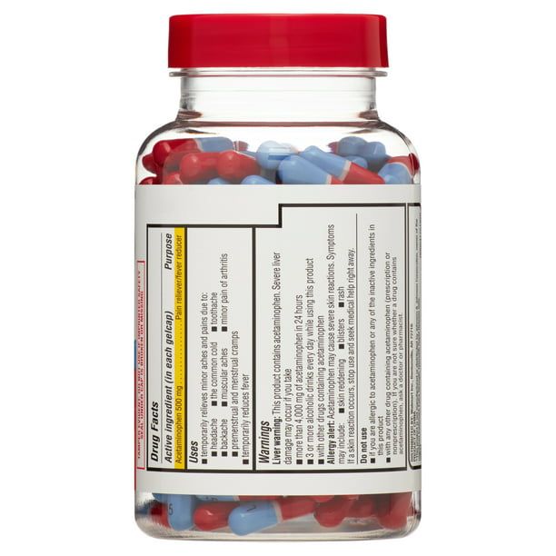 Equate Extra-Strength Acetaminophen Rapid Release Gel-caps; 500 mg 225 Count