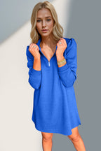Double Take Textured Zip Long Sleeve Dress Classic Zip-Up Dress for Women Comfortable Outdoor Dress Stevvex