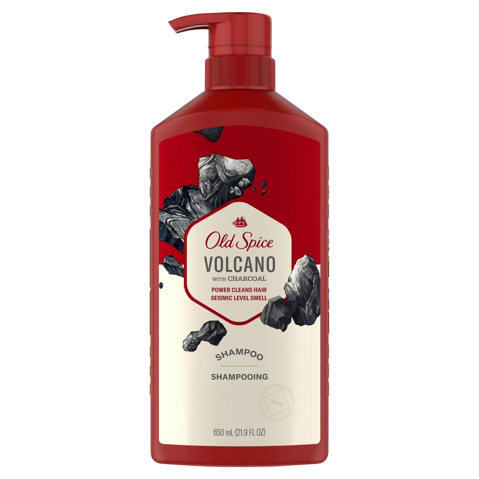 Old Spice Volcano Charcoal Shampoo for Men, All Hair Types, 21.9 fl oz