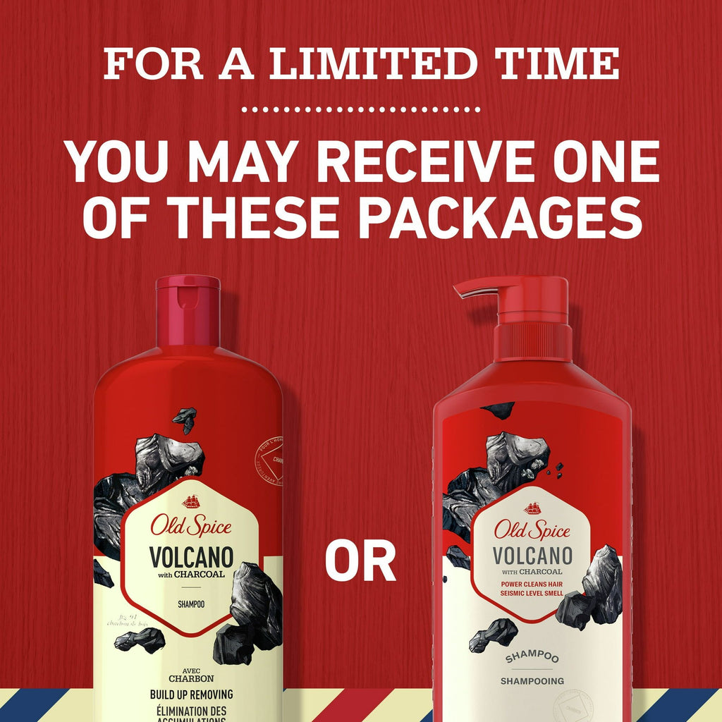 Old Spice Volcano Charcoal Shampoo for Men, All Hair Types, 21.9 fl oz