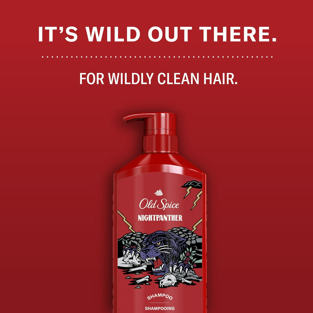 Old Spice Men's Shampoo for Men, Night Panther, All Hair Types, 21.9 fl oz