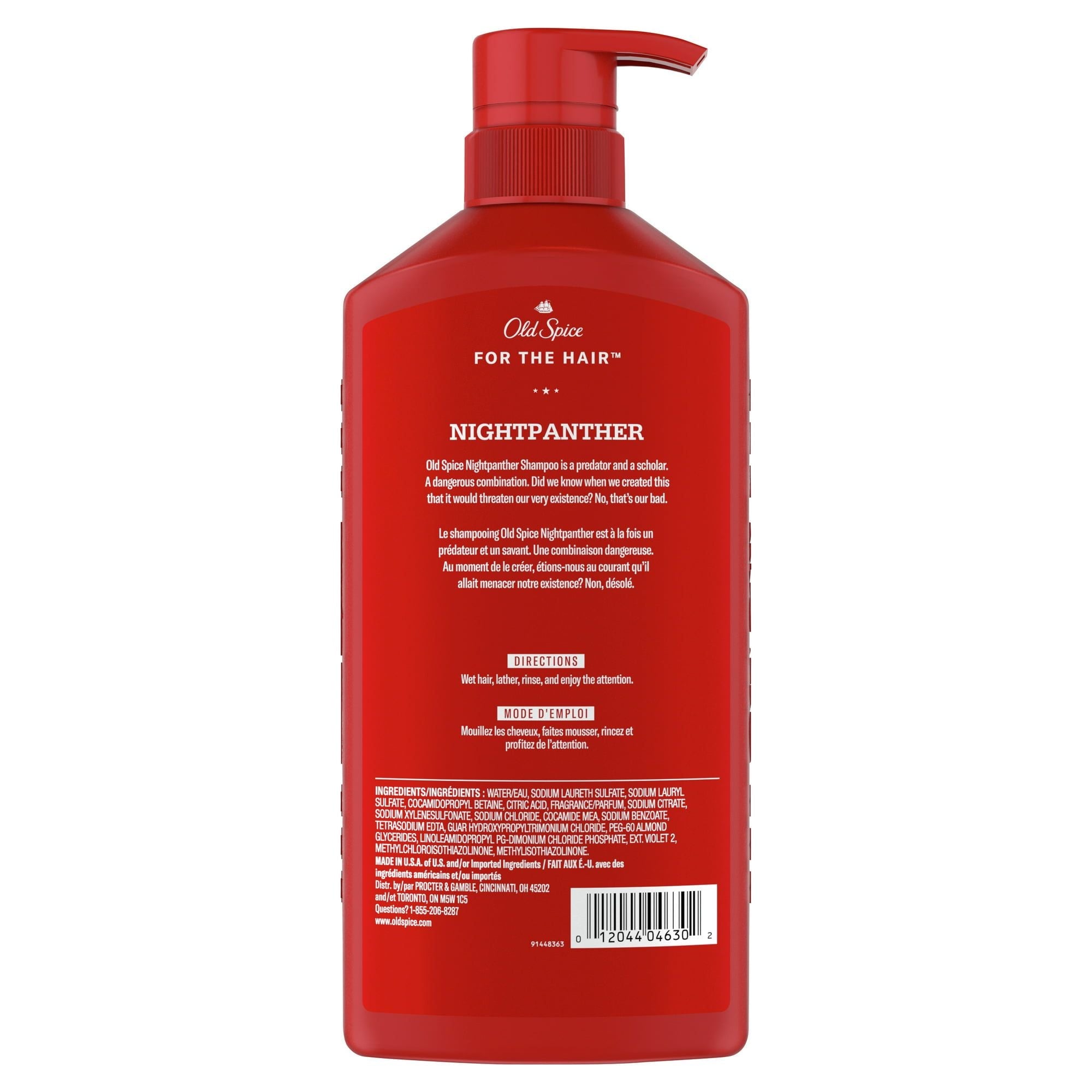Old Spice Men's Shampoo for Men, Night Panther, All Hair Types, 21.9 fl oz
