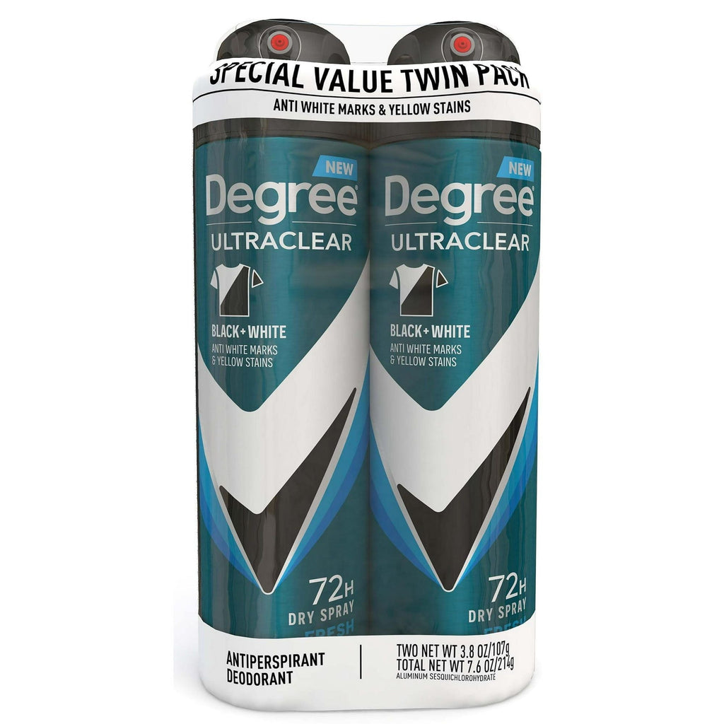 Degree Ultra Clear Long Lasting Antiperspirant Deodorant Dry Spray Twin Pack, Fresh, 3.8 oz EasyOptionXY LLC