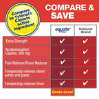 Equate Extra Strength Acetaminophen Caplets; 500 mg 200 Count