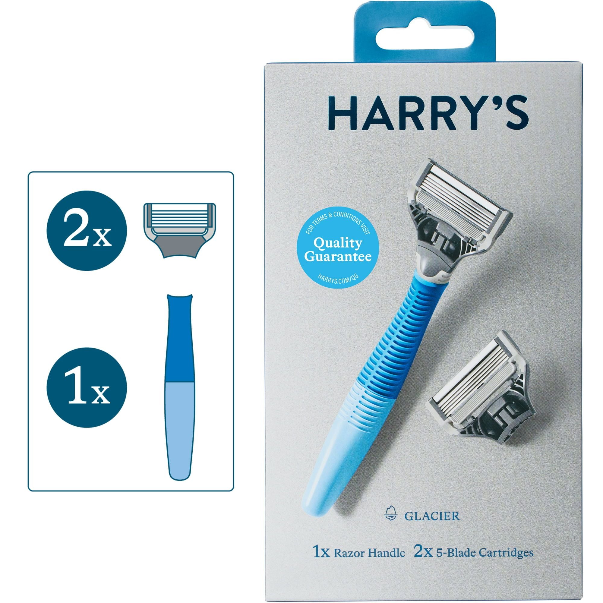 Harry's Men's 5-Blade Manual Razor Handle and 2 Razor Blade Refills, Glacier Blue EasyOptionXY LLC