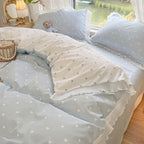 Washed Cotton Small Floral Quilt Cover, Four Piece Bed Sheet Set Pi-Mart