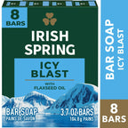 Irish Spring Icy Blast Bar Soap for Men, Mens Bar Soap, 8 Pack, 3.7 Oz Soap Bars