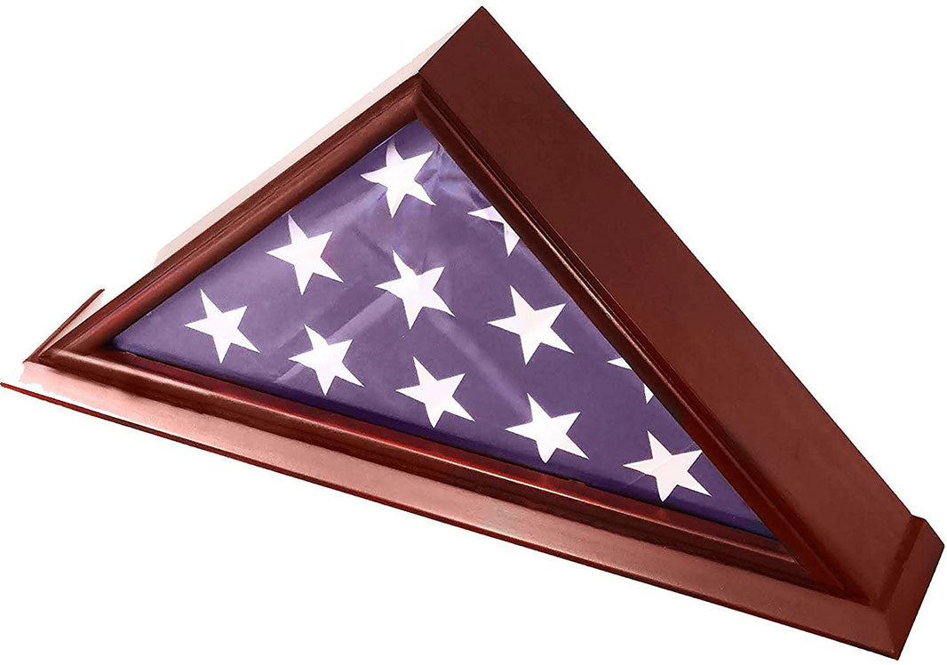 Ceremonial Flag Display Triangle case is available in Walnut The Military Gift Store