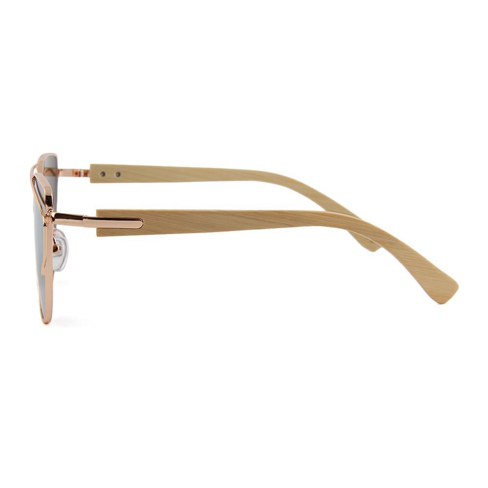 Modern Cat Eye Sunglasses for Women Polarized Sunglasses with metal frame and natural Bamboo wood frame Fashion Style - SJB-DIAMOND ELITES