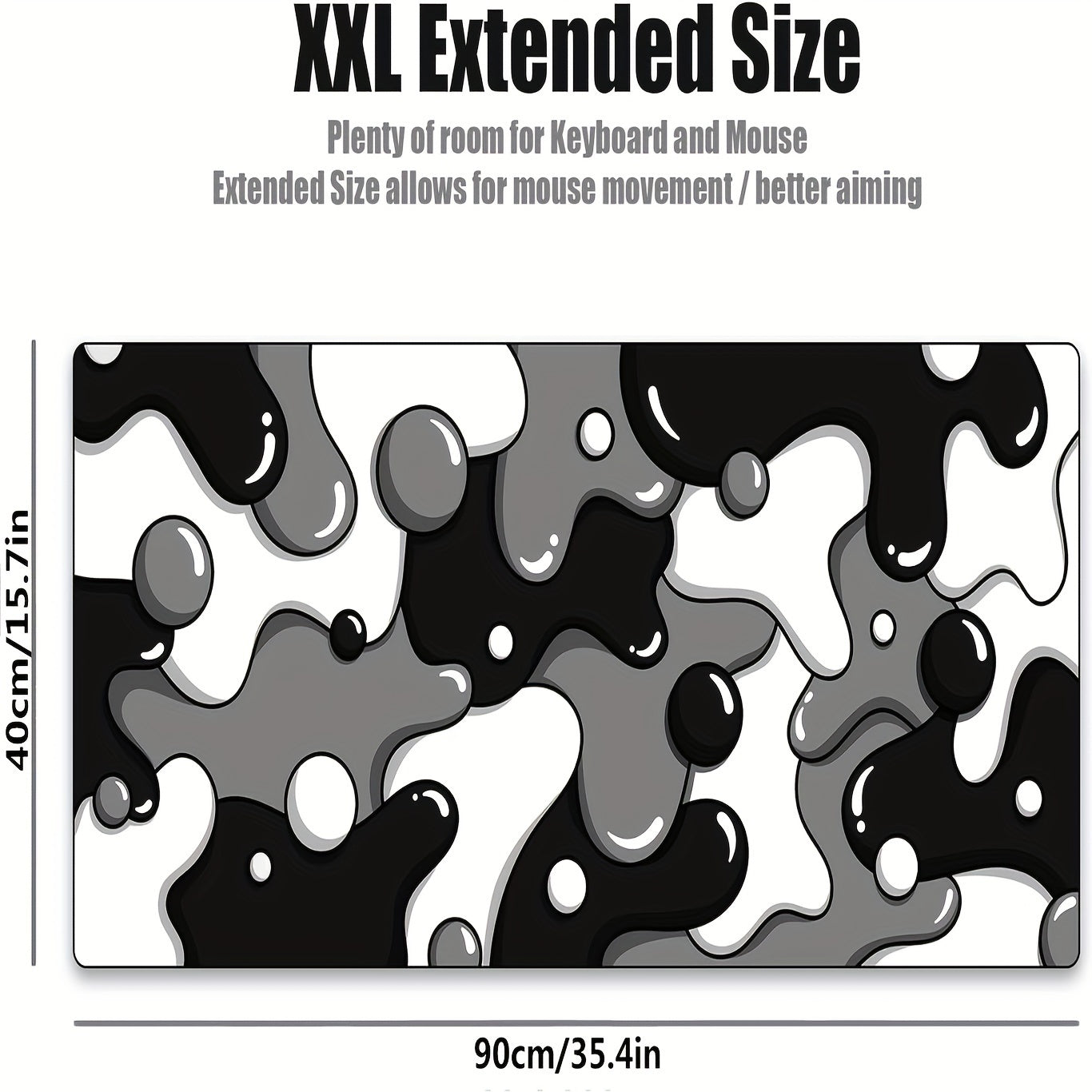 Professional Craftsman Gaming Mouse Pad - Large, Extra-Large, XXL Black & White Camouflage Design, Stain-Resistant & Non-Slip Rubber Base with Durable, Odor-Free Surface - Ideal for Gamers, Mouse Pad Gaming Lootquake LLC