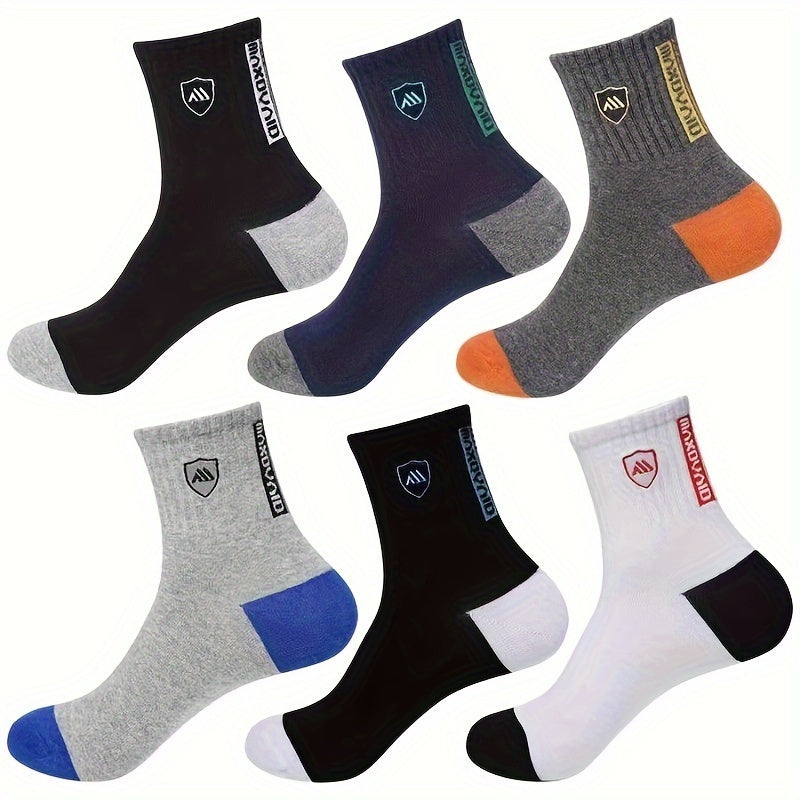 5 Pairs Of Men's Mid Crew Sport Socks, Sweat-absorbing Comfy Breathable Socks For Men's Basketball Training, Running Outdoor Activities Lootquake LLC