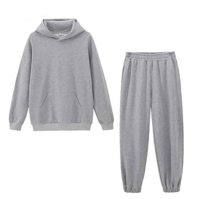 Women's Hoodie And Sweatpants White Sportswear Two-piece Suit Pi-Mart