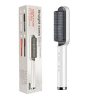 New 2 In 1 Hair Straightener Hot Comb Negative Ion Curling Tong Dual-purpose Electric Hair Brush Pi-Mart