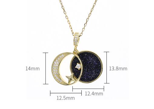 S925 Sterling Silver Star Moon Necklace Pi-Mart