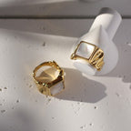 White Shell Square Ring Pi-Mart