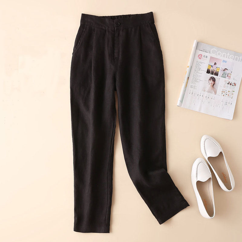 Women's Casual Loose Baggy Linen Straight  Summer Thin Harem Pants - SJB-DIAMOND ELITES