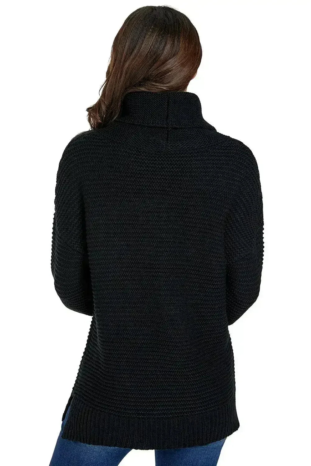 Women Black Cozy Long Sleeves Turtleneck Sweater - SJB-DIAMOND ELITES