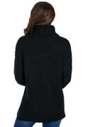 Women Black Cozy Long Sleeves Turtleneck Sweater - SJB-DIAMOND ELITES
