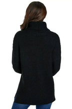 Women Black Cozy Long Sleeves Turtleneck Sweater - SJB-DIAMOND ELITES