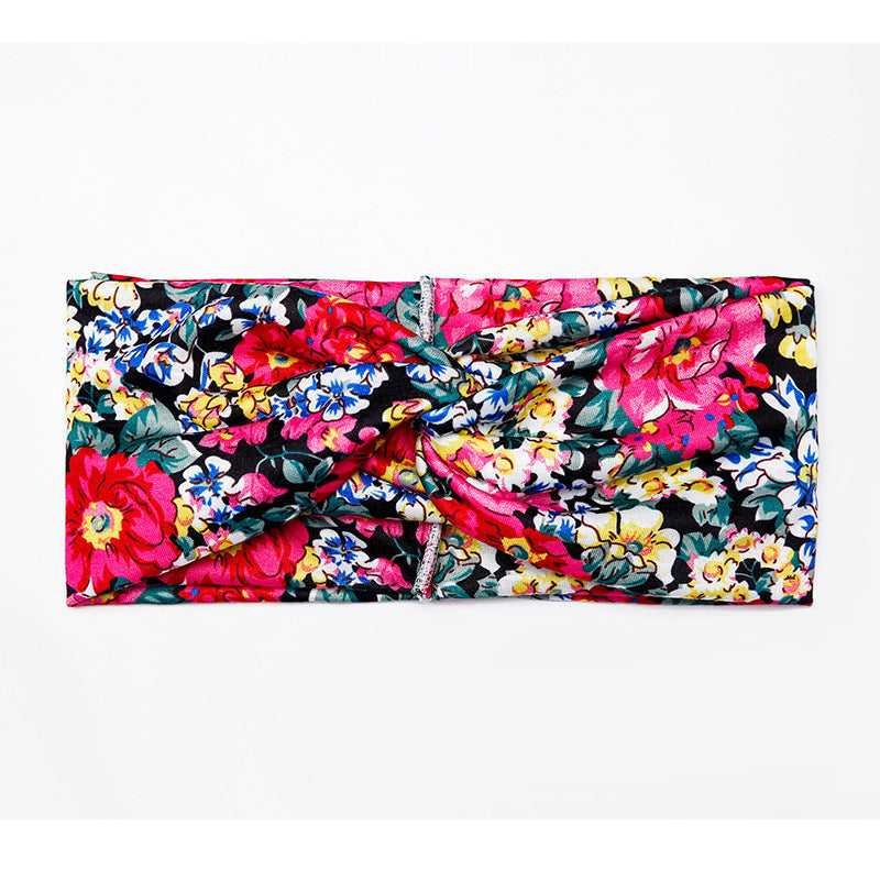 Sweat-absorbent And Anti-perspirant Bundled Headband With Wide-brimmed Print Headband Pi-Mart