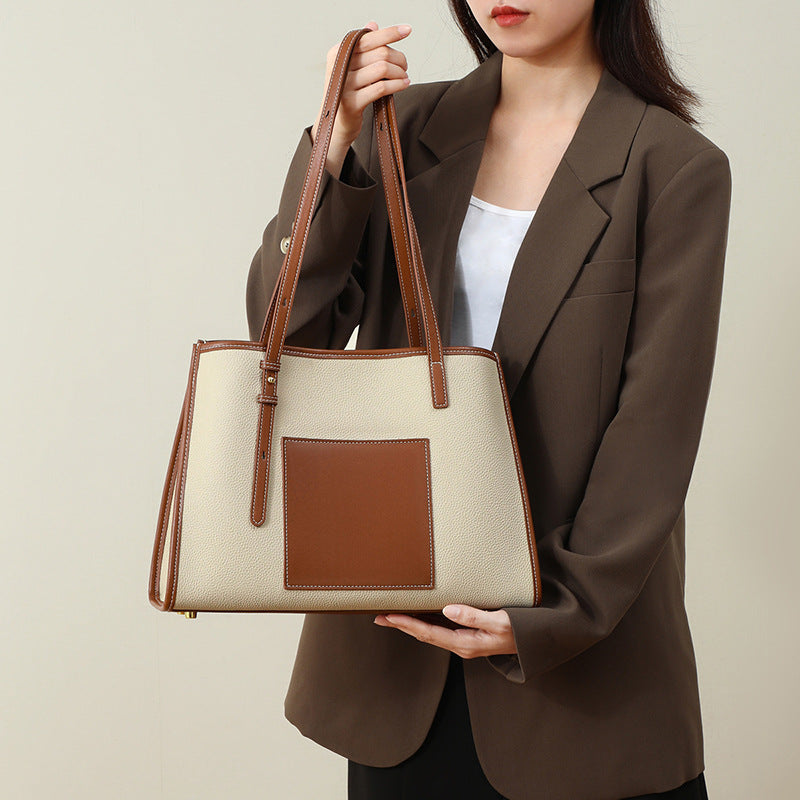 Genuine leather shoulder bag all-match large-capacity tote bag for women 5734 - SJB-DIAMOND ELITES