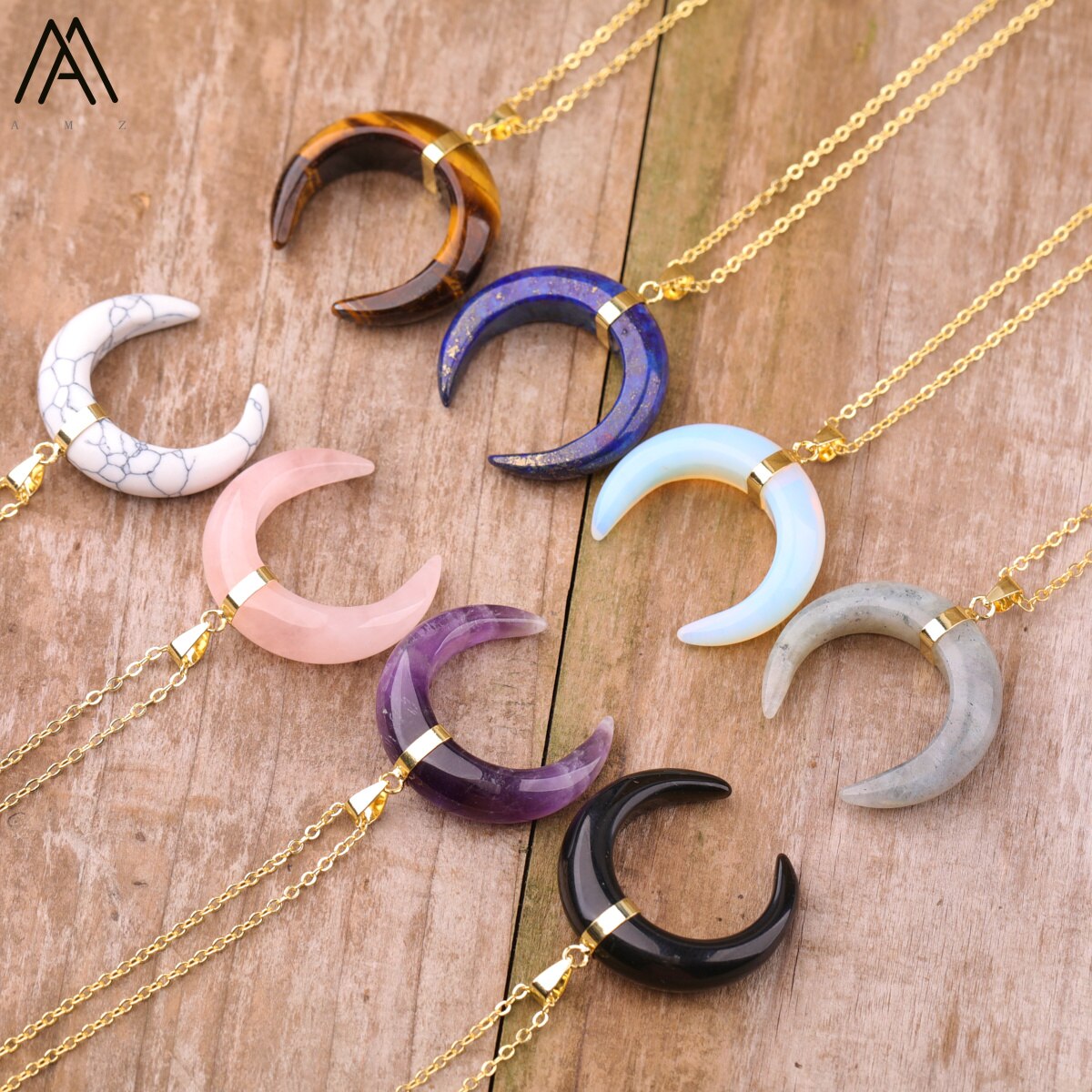 Moon Shape Amethyst Necklace Pi-Mart