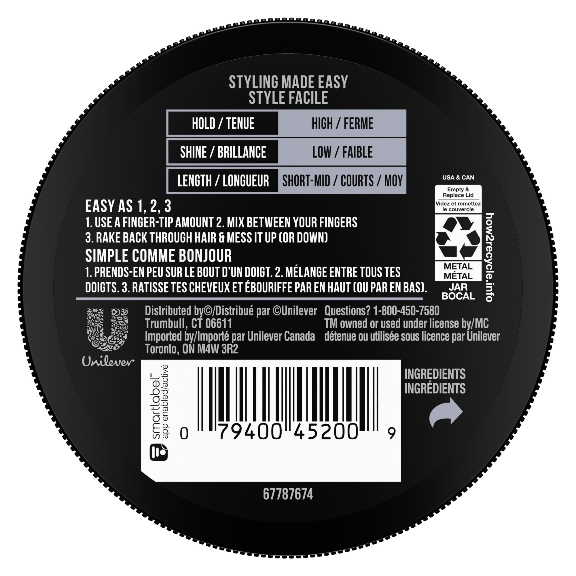Axe Styling Messy Look Matte Wax Hair Pomade, 2.64 oz