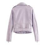 Street Handsome Belt Motorcycle Leather Ladies Jacket Pi-Mart