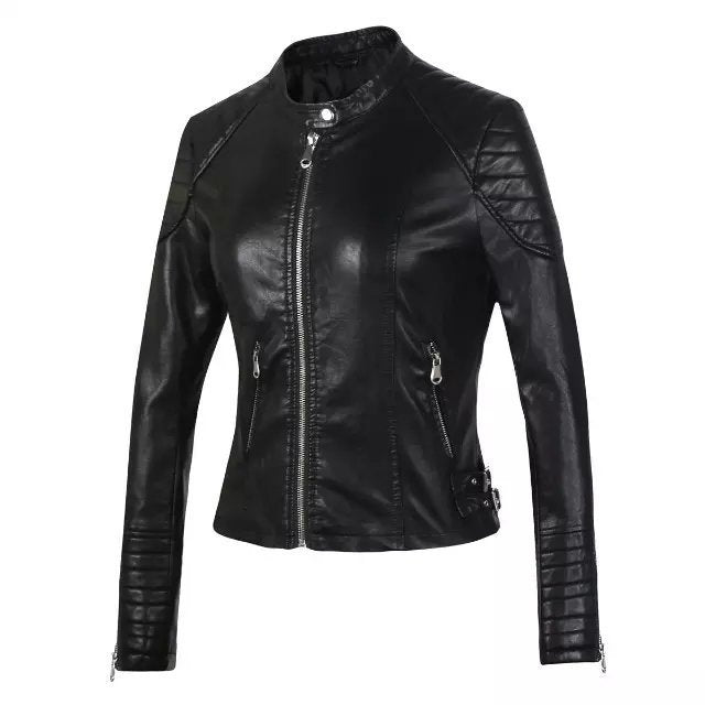 PU leather motorcycle leather jacket Pi-Mart