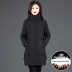 Loose Mid-length High Collar Warm Cotton Coat Jacket Pi-Mart