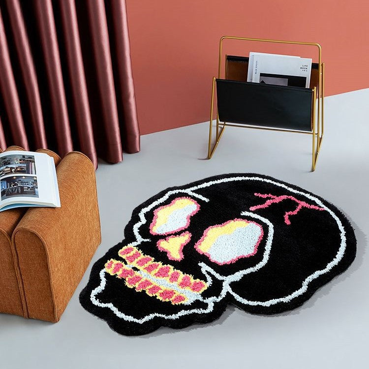 Special-shaped Fashion Black Skull Household Absorbent Non-slip Floor Mat Pi-Mart