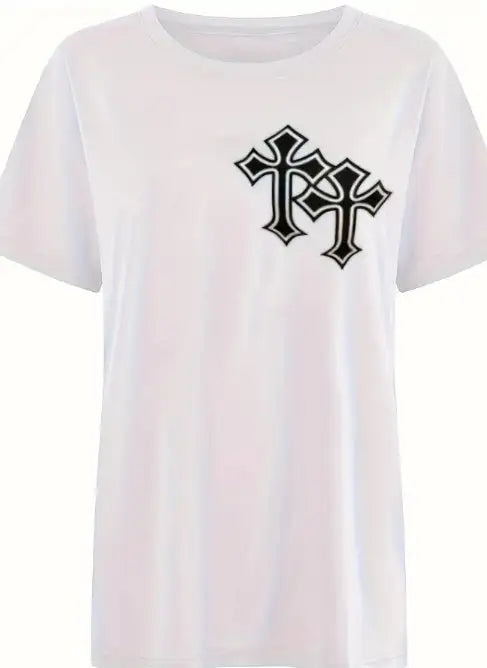 Ladies' Round Neck Printed Fashionable Short Sleeved T-shirt - SJB-DIAMOND ELITES