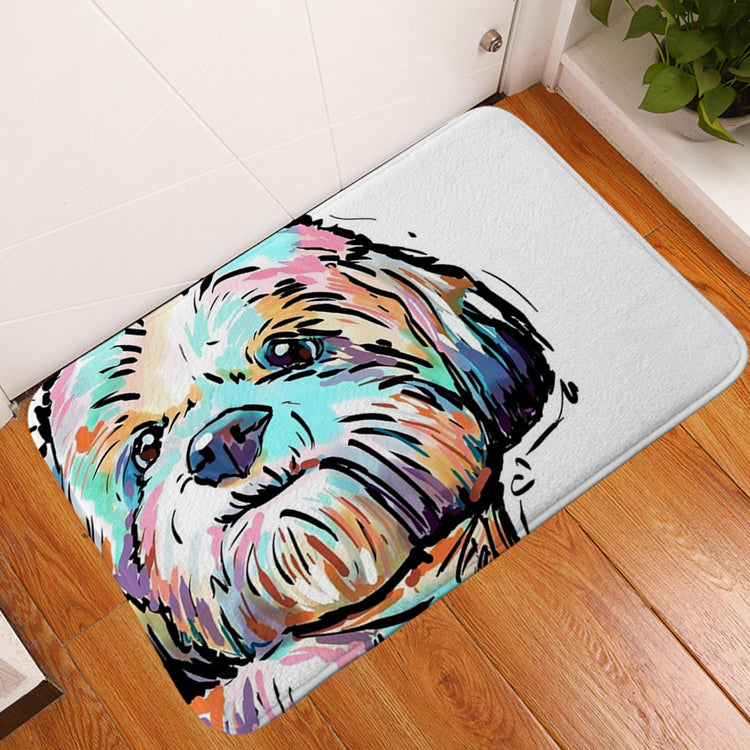 Pet dog flannel floor mat door mat printing foot mat anti-slip mat carpet Pi-Mart