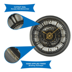 Mainstays Indoor Round 11.5" Oil Rubbed Bronze Cutout Gear Industrial Analog Wall Clock with Arabic Numbers