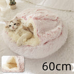 2 In 1 Dog And Cat Bed Pet Winter Bed Round Plush Warm Bed House Soft Long Plush Pets Bed Pi-Mart