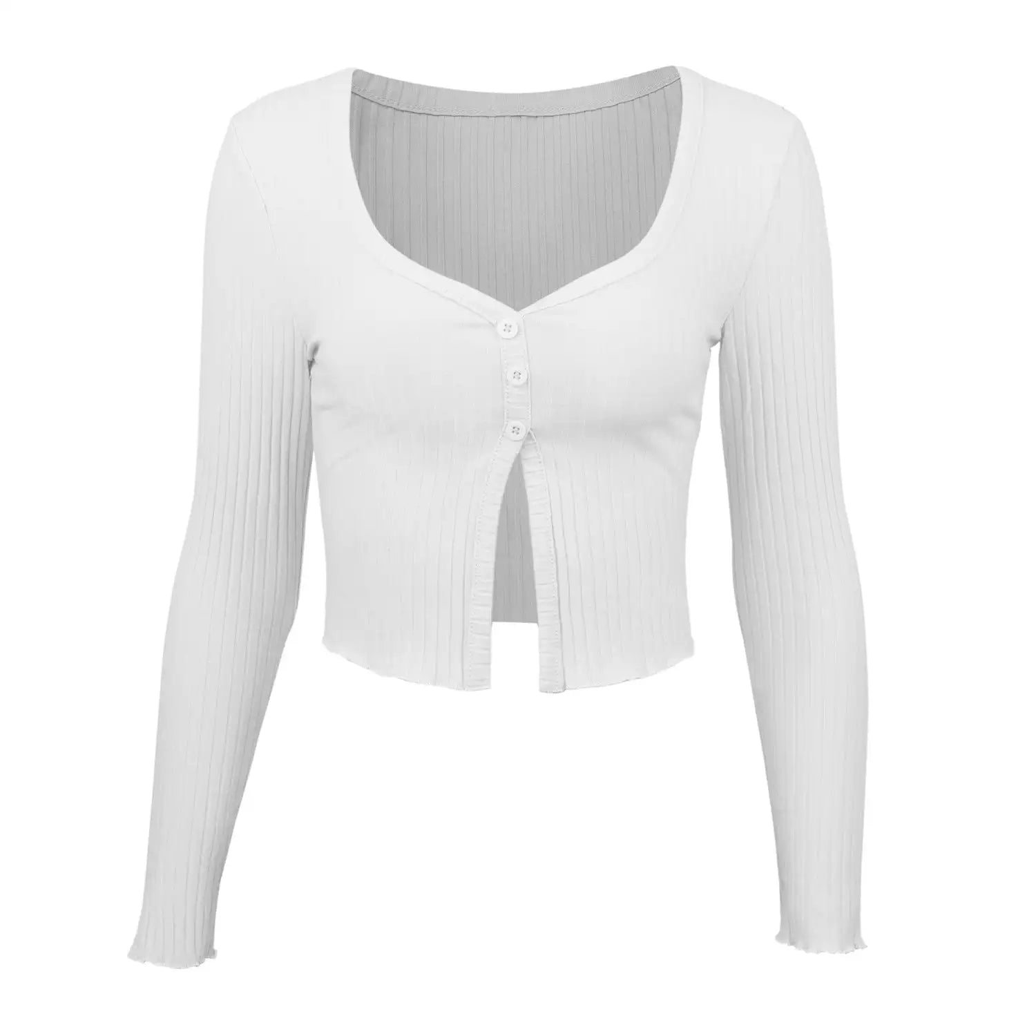 Long Sleeved Crop Cardigan Top Sexy Button Knit T-shirt - SJB-DIAMOND ELITES
