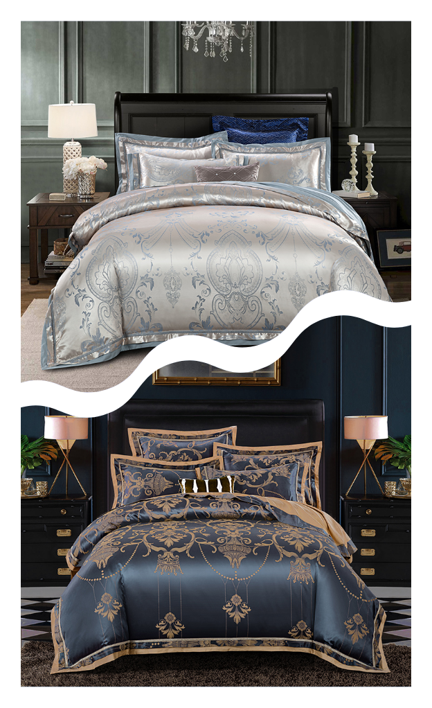 European-style luxury tencel cotton satin jacquard quilt cover four-piece set six-piece set Pi-Mart