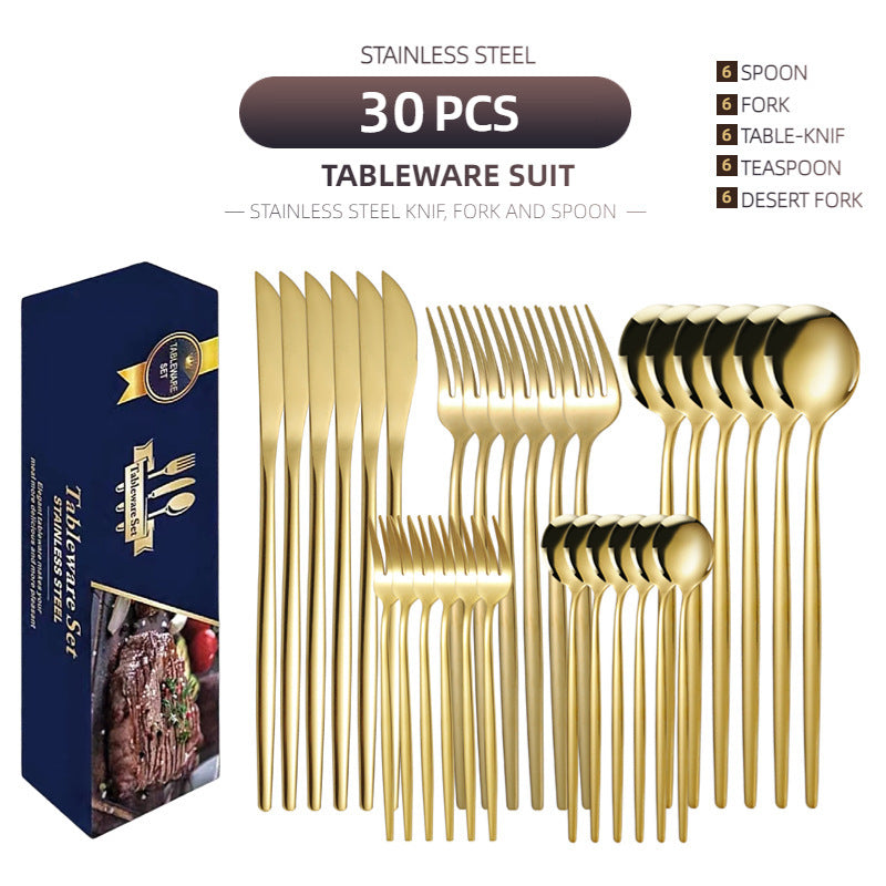 Stainless Steel Knife And Forks 30-piece Tableware Set Suit Pi-Mart