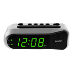 SHARP Digital Dual Alarm Clock, Silver with Green LED Display, Ascending Alarm EasyOptionXY LLC