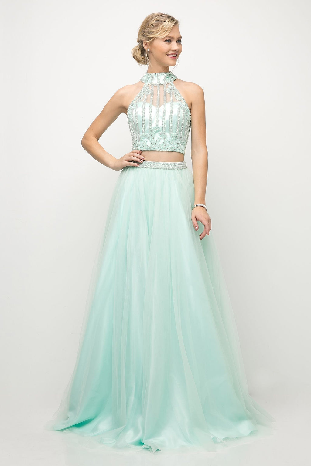 Beaded Bodice 2 Piece Ball Gown Purplish Diva