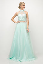 Beaded Bodice 2 Piece Ball Gown Purplish Diva