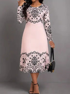 Ladies' Round Neck Printed Fashionable Dress - SJB-DIAMOND ELITES