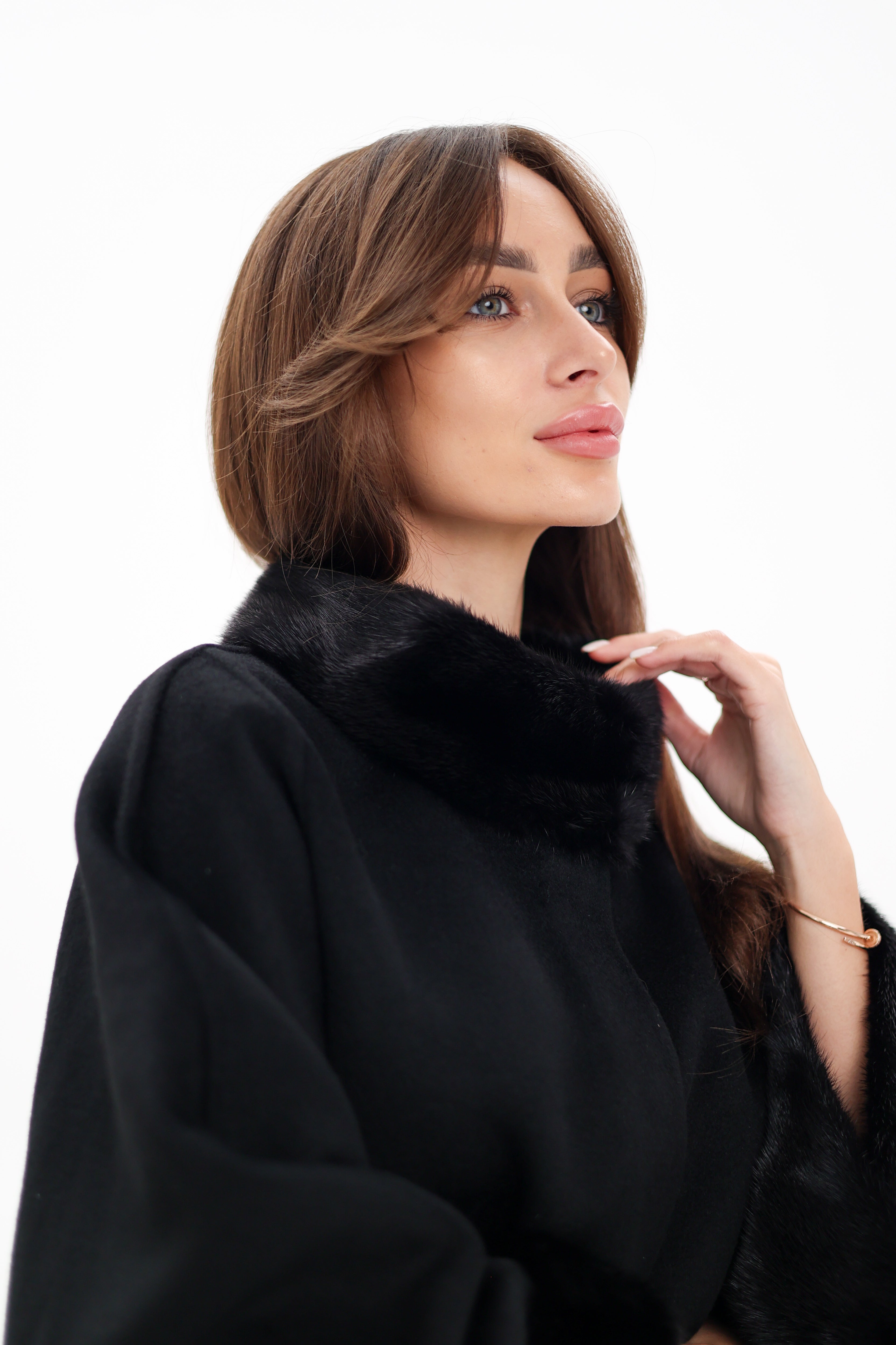 Genuine Scandinavian Mink Fur Double Face Wool Poncho - SJB-DIAMOND ELITES