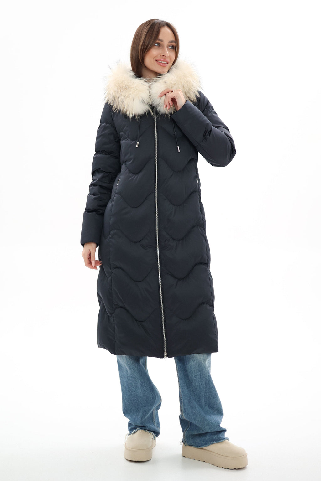 Genuine Fur Trim Down Fill Coat